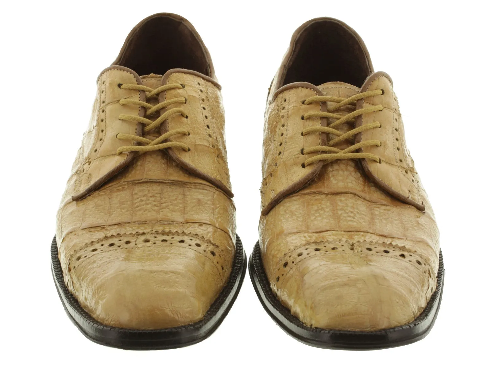 Mens Sand Full Crocodile Skin Exotic Derby Dress Shoes - Dolce Pelle