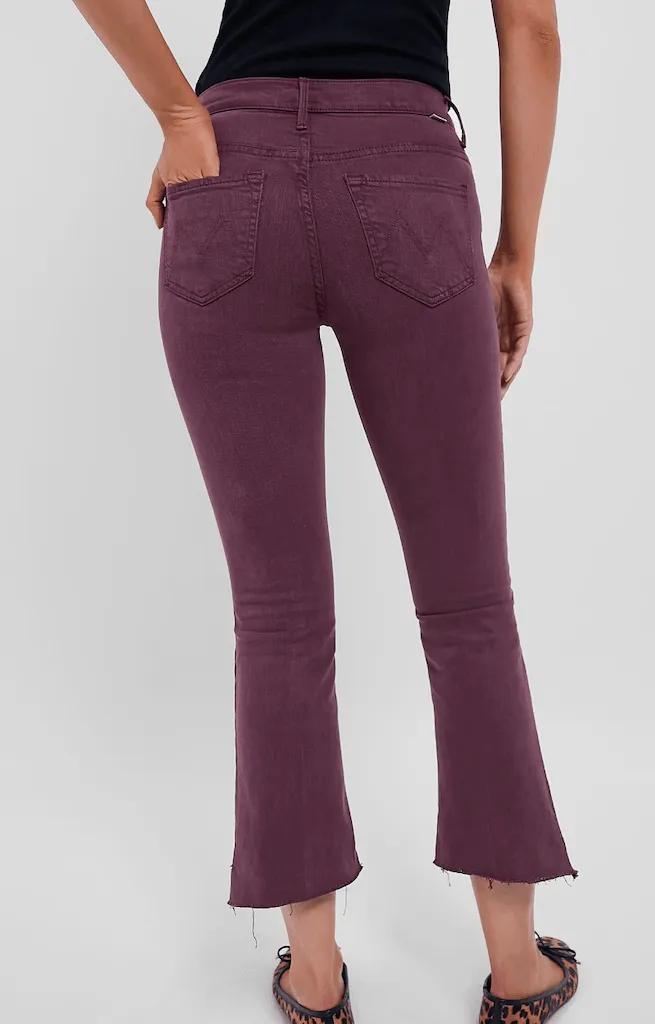 MOTHER The Insider Crop Step Fray Mauve Wine