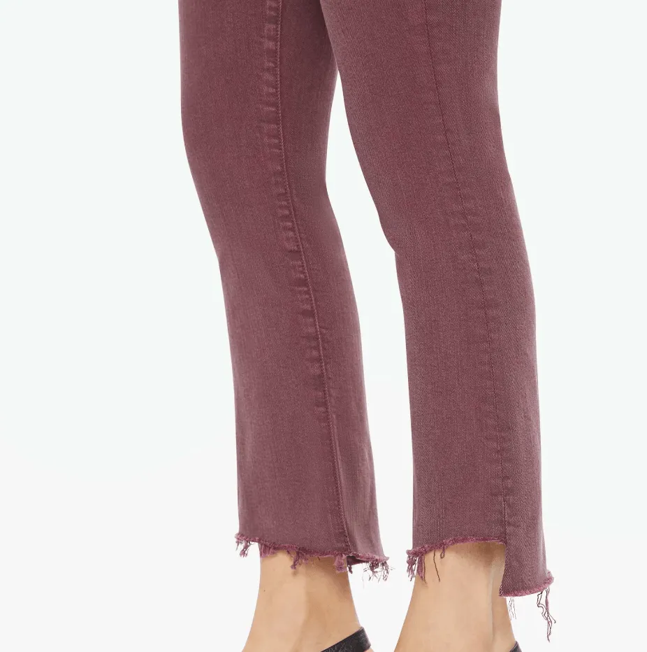MOTHER The Insider Crop Step Fray Mauve Wine