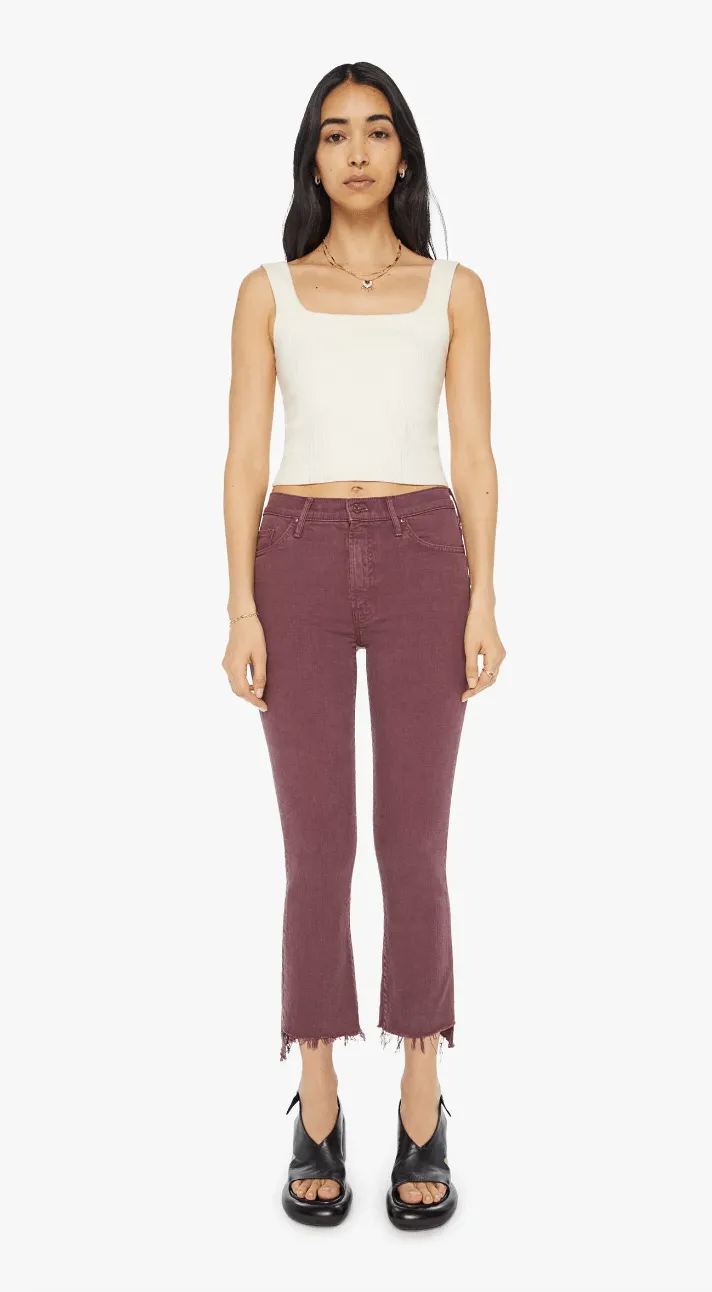 MOTHER The Insider Crop Step Fray Mauve Wine