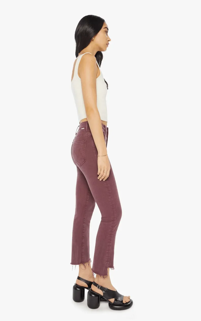 MOTHER The Insider Crop Step Fray Mauve Wine