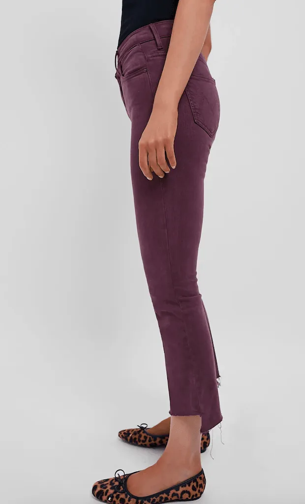 MOTHER The Insider Crop Step Fray Mauve Wine
