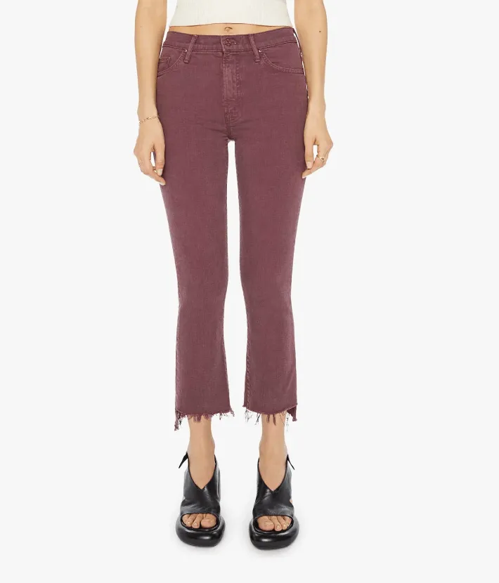 MOTHER The Insider Crop Step Fray Mauve Wine