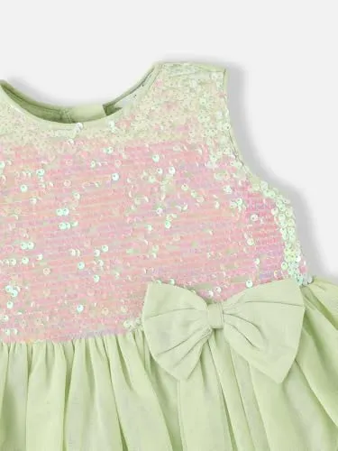 Nauti Nati Baby-Girl's Polyester A-Line Knee-Length Casual Dress (NNNGTW060066_Green