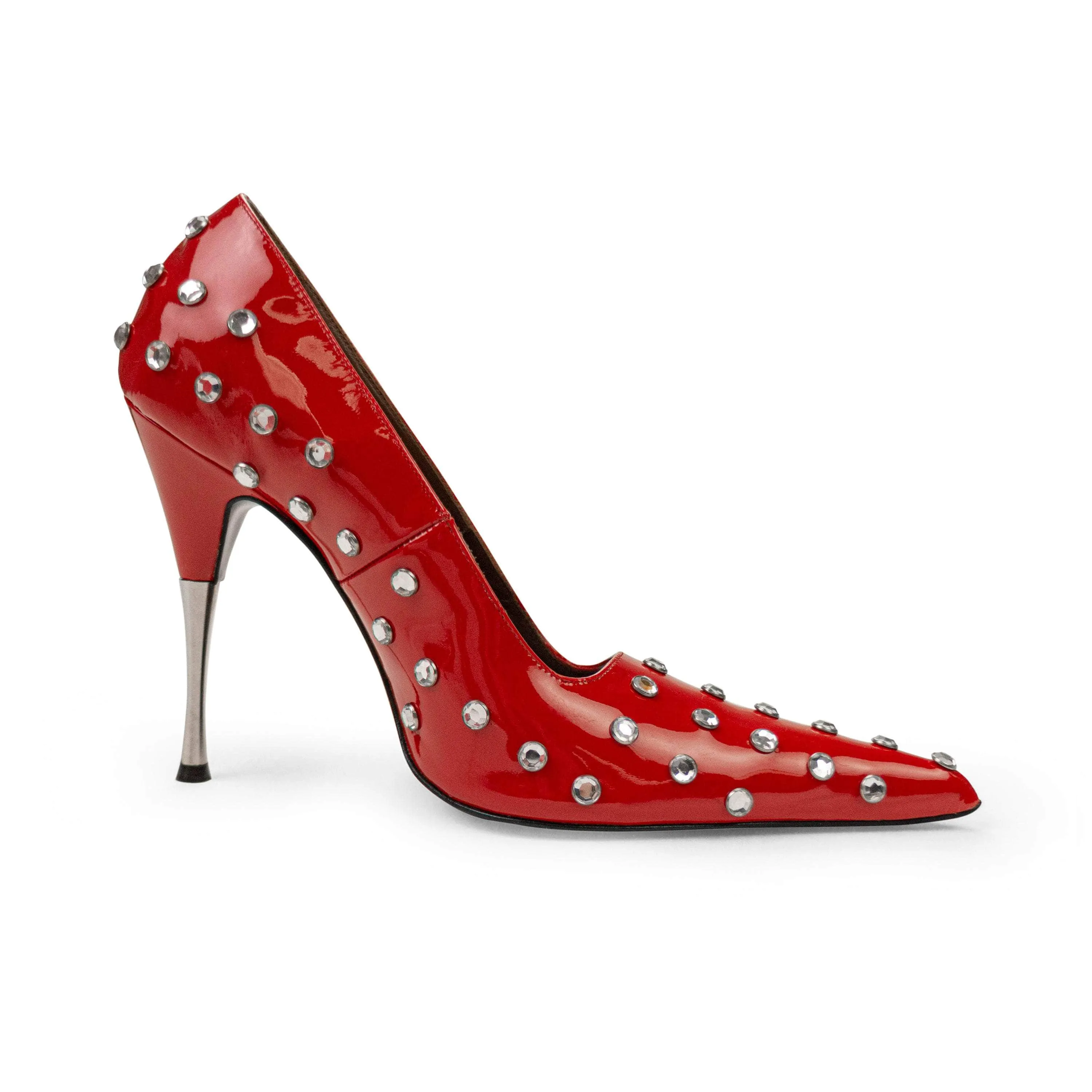 NIB Area RED POLKA DOT STUDDED PUMP Heel Shoes Size 40 $695