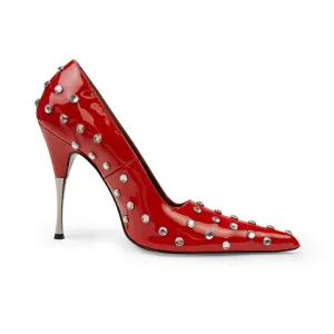 NIB Area RED POLKA DOT STUDDED PUMP Heel Shoes Size 40 $695