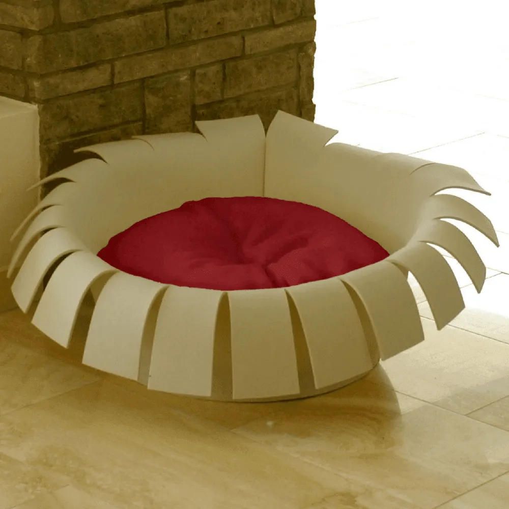 Orthopedic Cat Bed By Pet Interiors- Cream Felt Crown