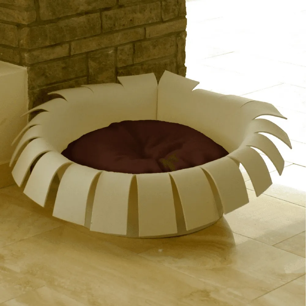 Orthopedic Cat Bed By Pet Interiors- Cream Felt Crown