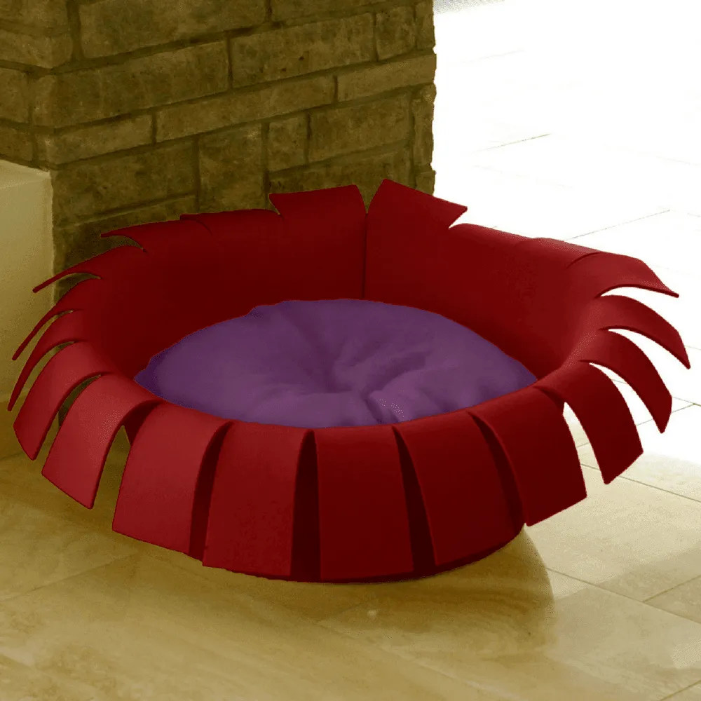 Orthopedic Cat Bed By Pet Interiors- Red Felt Crown
