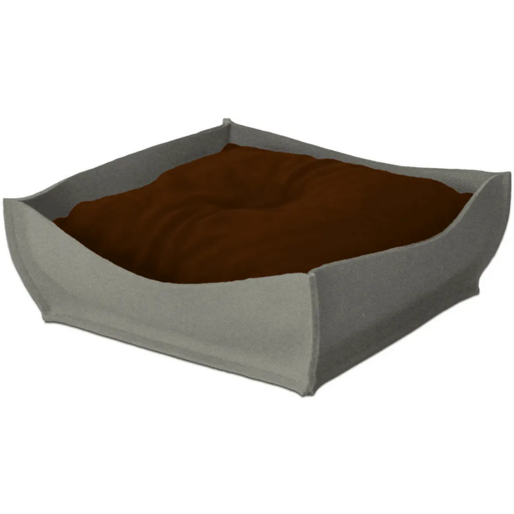 Orthopedic Pet Bed By Pet Interiors - Grey Felt Bowl