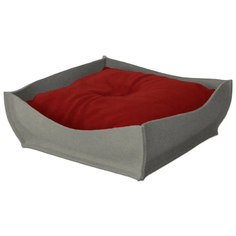 Orthopedic Pet Bed By Pet Interiors - Grey Felt Bowl