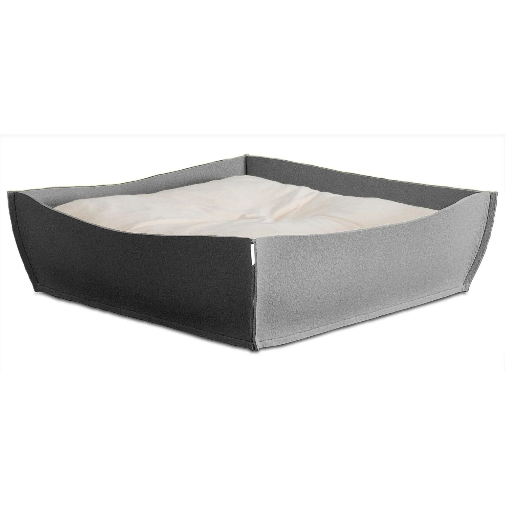 Orthopedic Pet Bed By Pet Interiors - Grey Felt Bowl