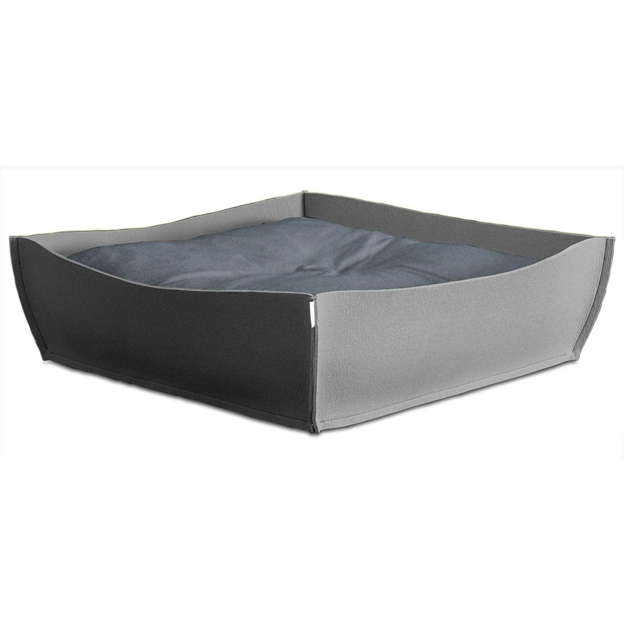 Orthopedic Pet Bed By Pet Interiors - Grey Felt Bowl