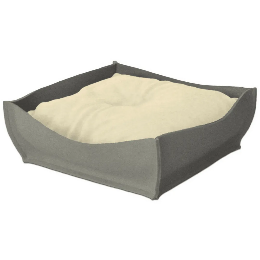 Orthopedic Pet Bed By Pet Interiors - Grey Felt Bowl