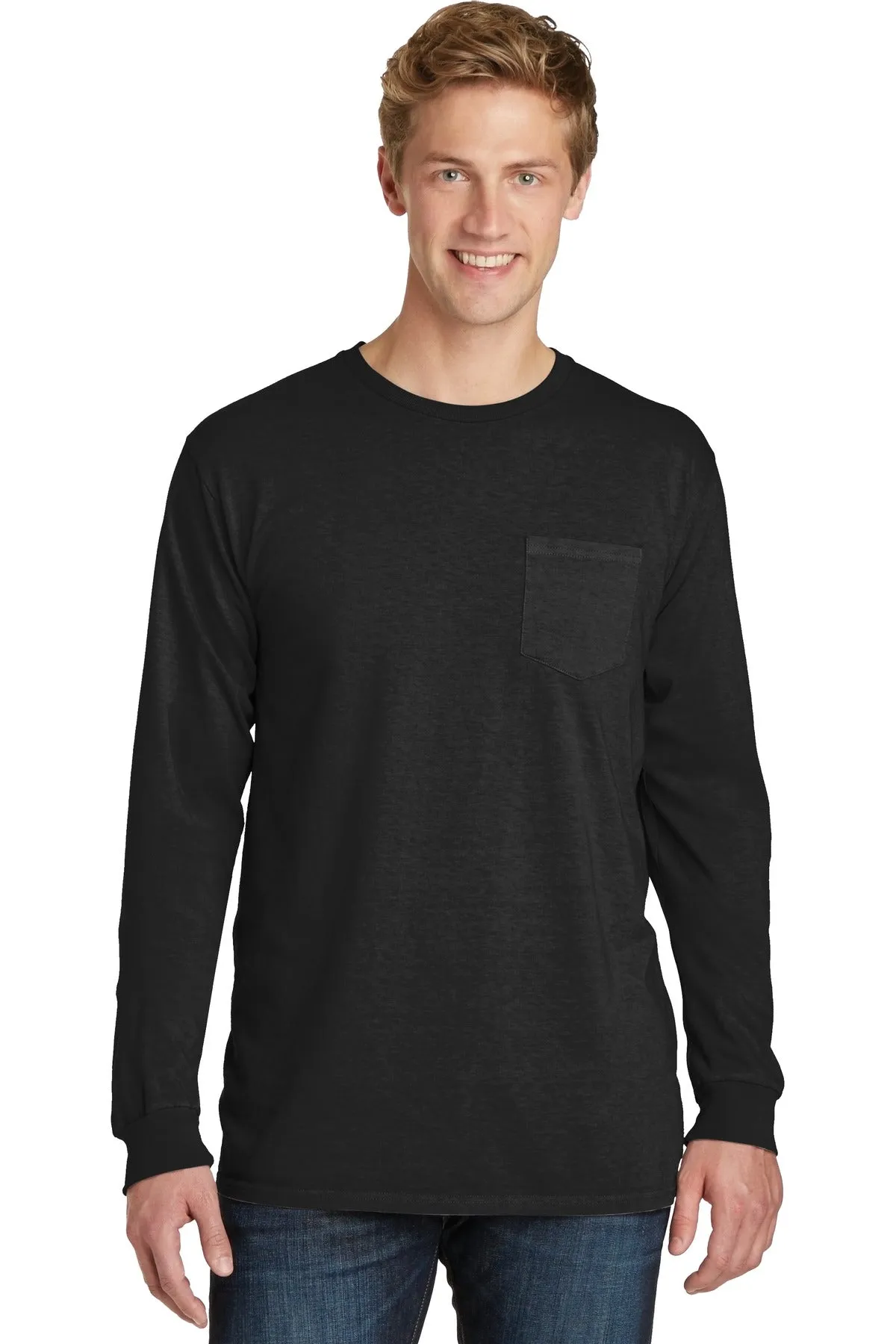 Port & Company® Beach Wash™ Garment-Dyed Long Sleeve Pocket Tee  PC099LSP