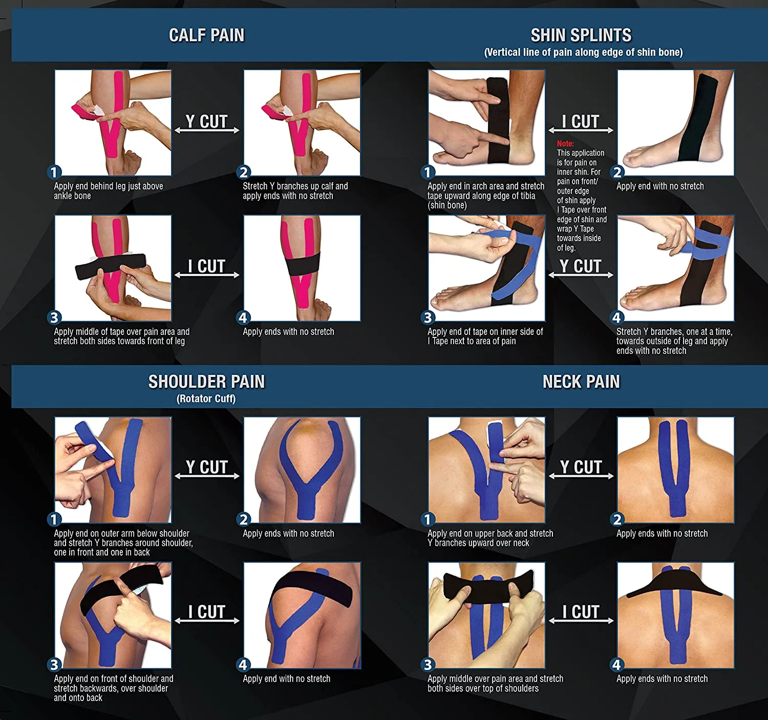 Pro-Tec Kinesiology Pre-Cut Y & I Strip Tape