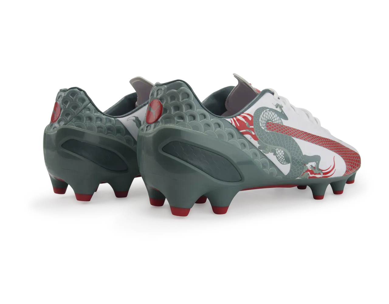 PUMA Men's evoSPEED 1.3 Graphic FG White/Sea Pine/High Risk Red