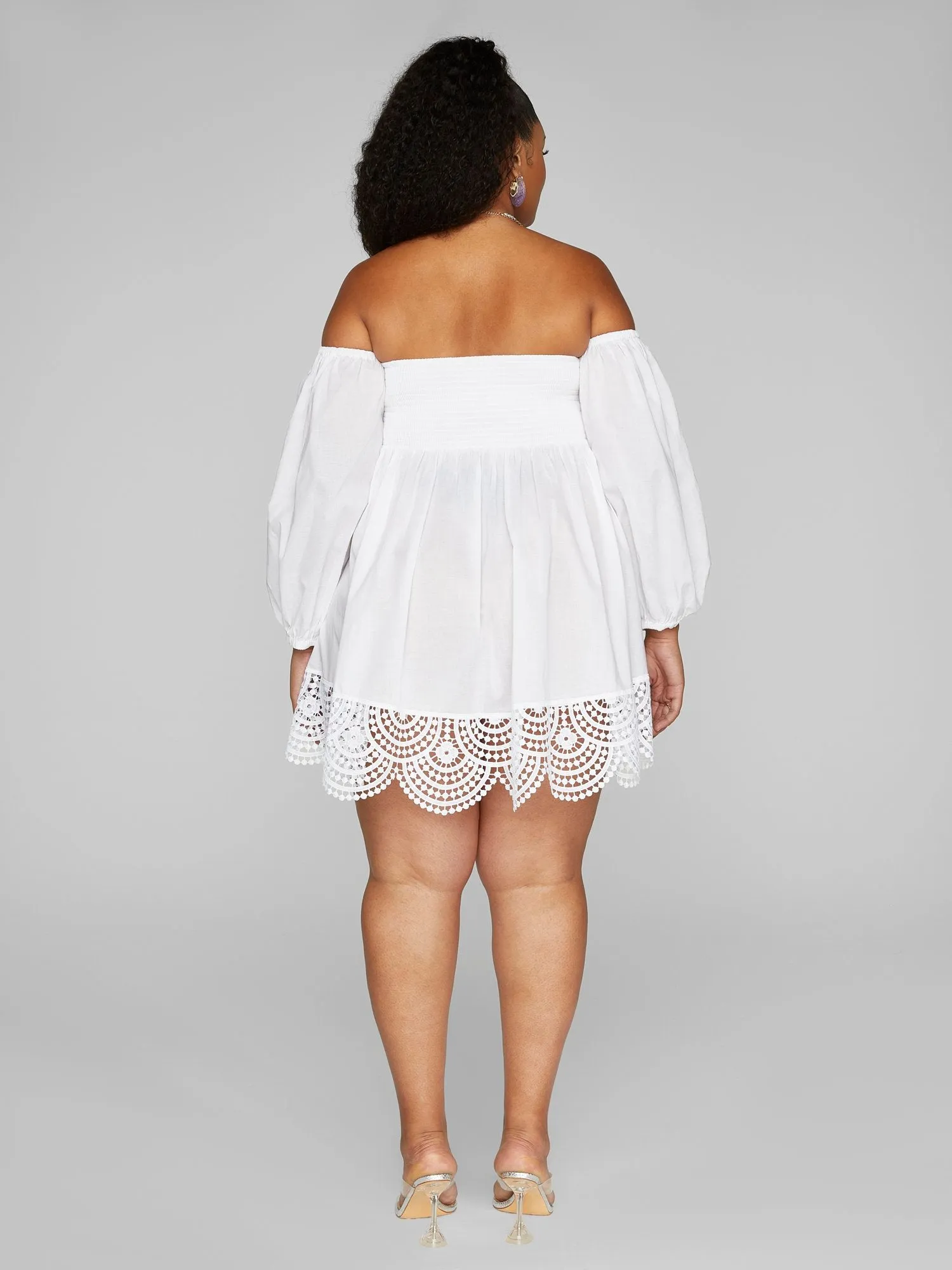 Renata Off-The-Shoulder Eyelet Trim Dress