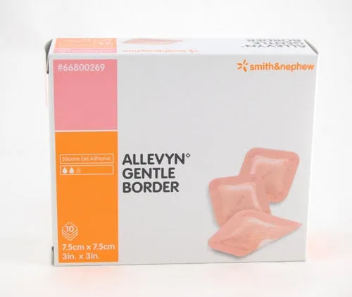 Smith & Nephew 66800269 Allevyn Gentle Border Gel Adhesive Hydrocellular Foam Dressing With Border 7.5cm x 7.5cm