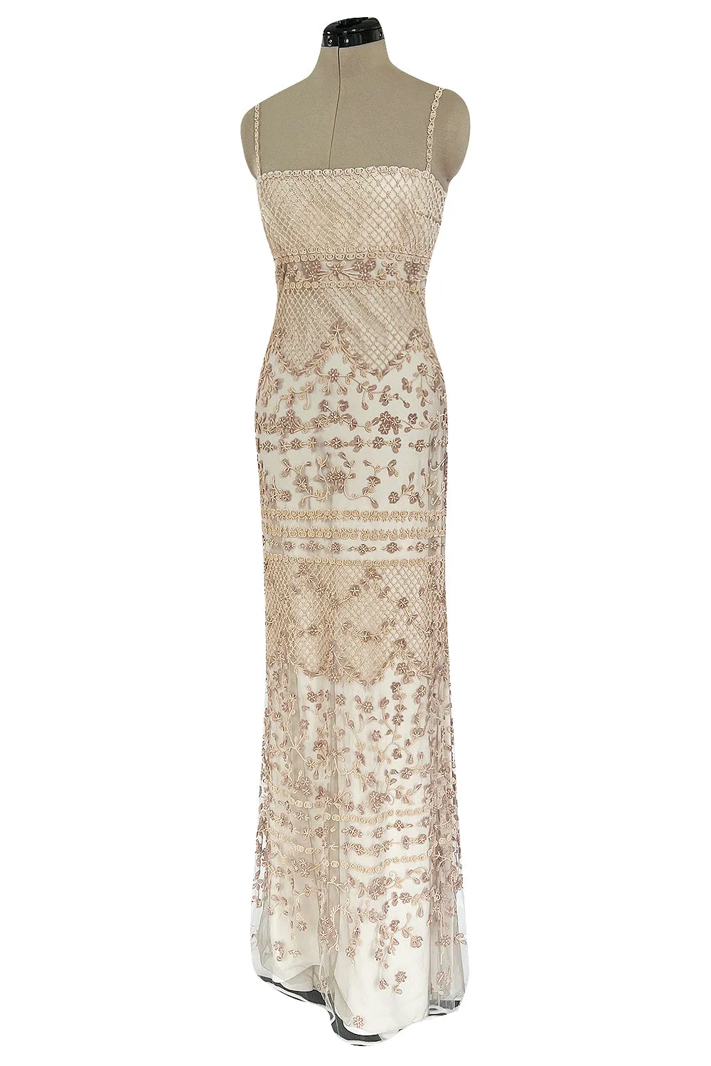 Spectacular Resort 2014 Valentino Fully Beaded Pale Pinky Nude Silk & Net Dress