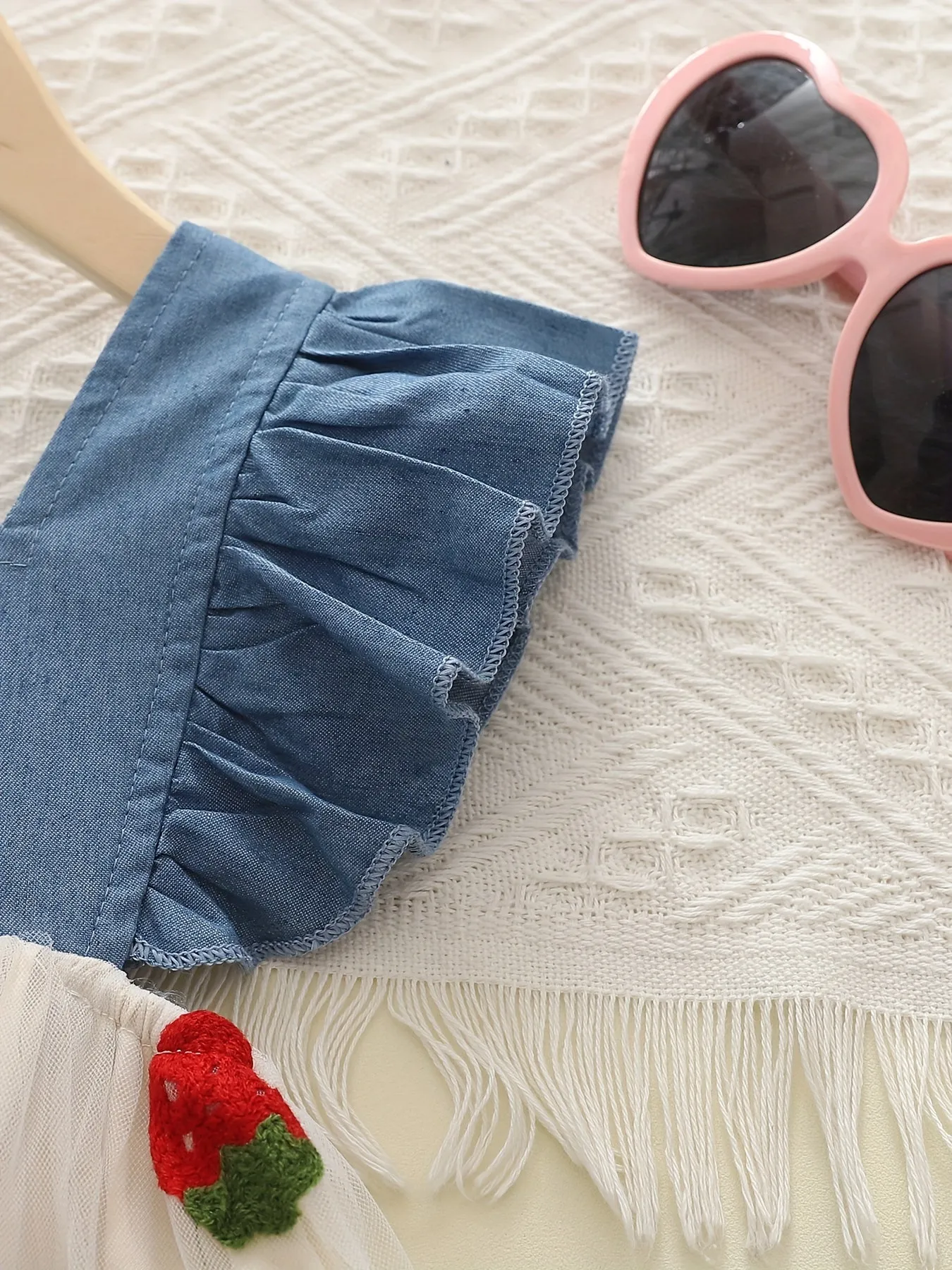 Strawberry Sweetheart Gauze Dress - Delicate Mesh Stitching, Lightweight & Airy, Perfect for Vacation Casual Wear - A Thoughtful Summer Gift for Girls