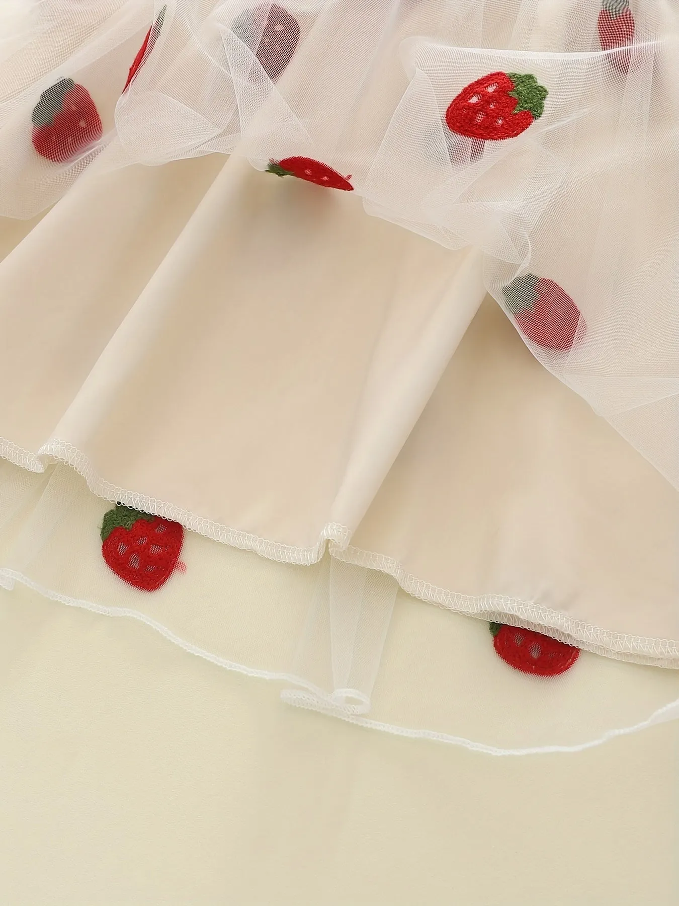 Strawberry Sweetheart Gauze Dress - Delicate Mesh Stitching, Lightweight & Airy, Perfect for Vacation Casual Wear - A Thoughtful Summer Gift for Girls
