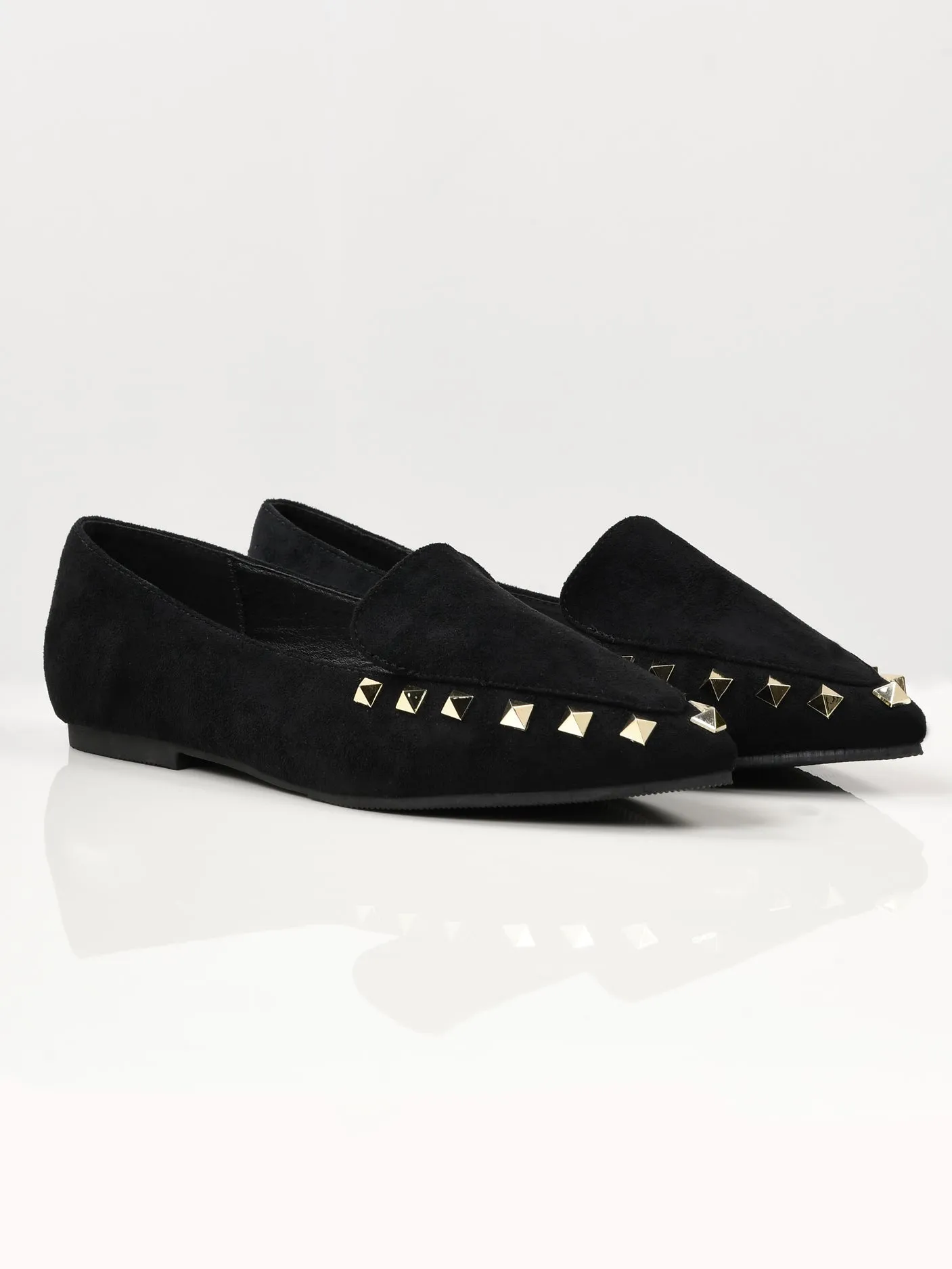 Studded Suede Shoes - Black
