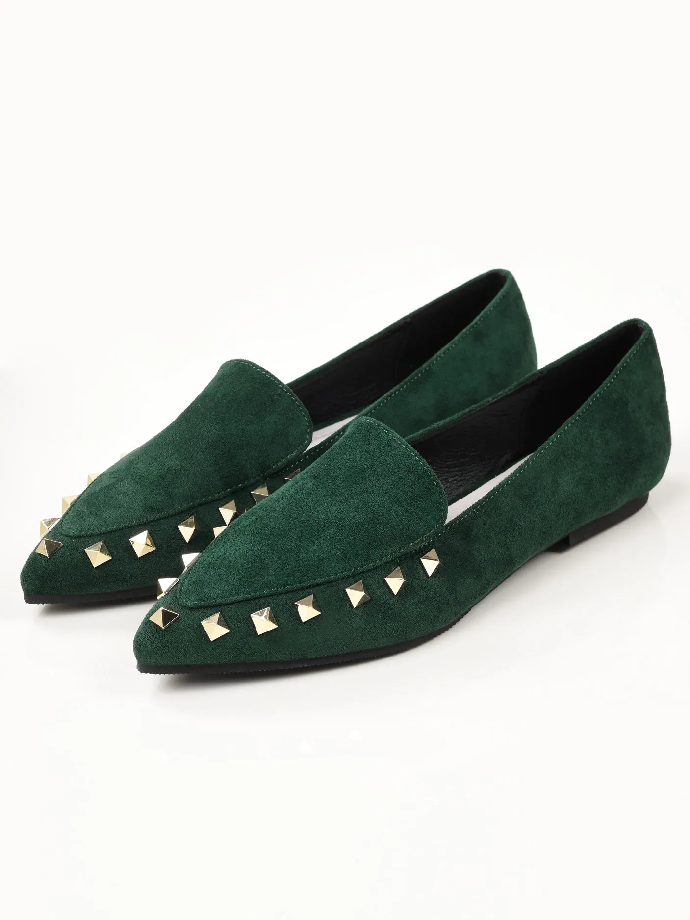 Studded Suede Shoes - Green