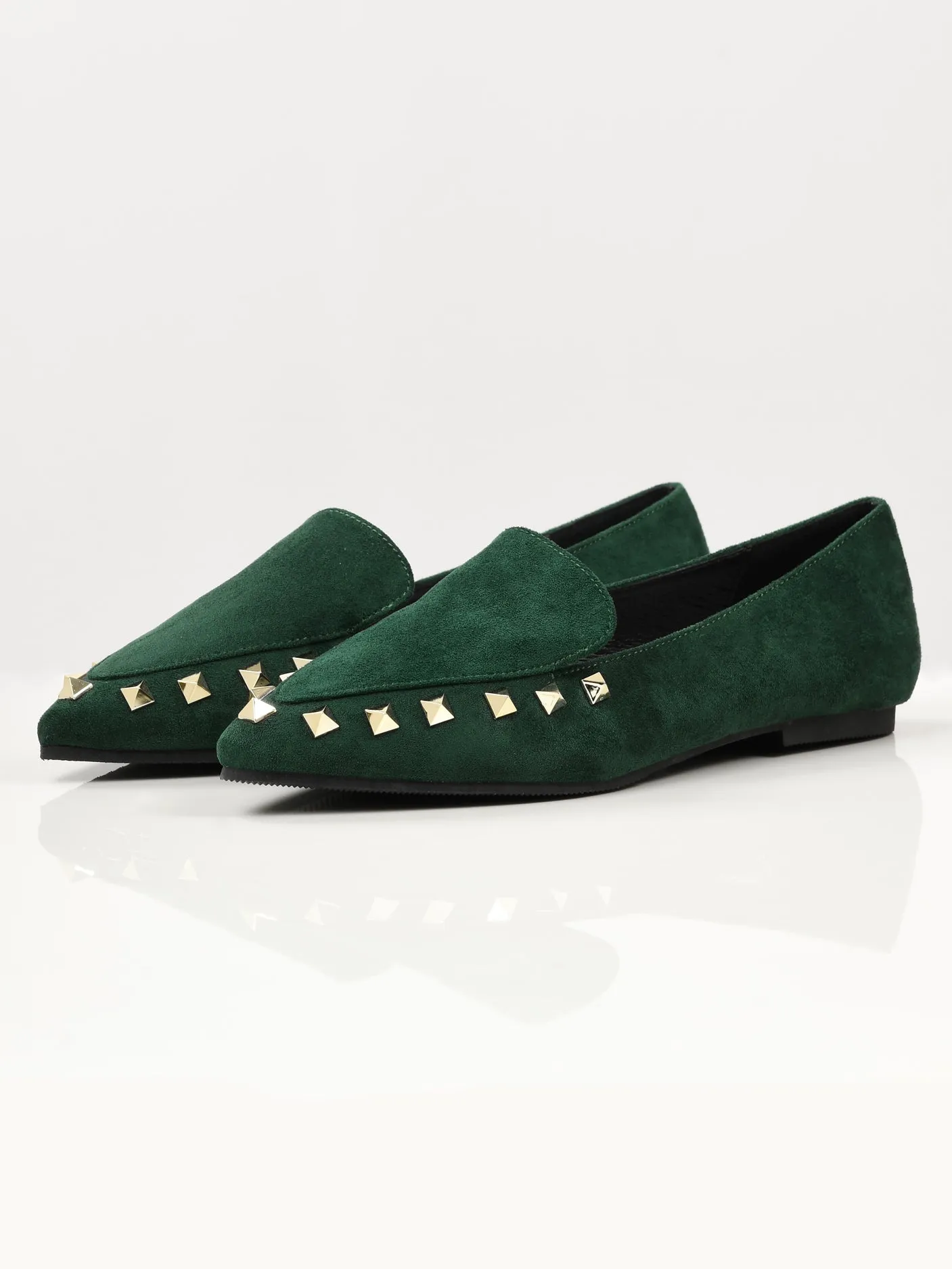 Studded Suede Shoes - Green