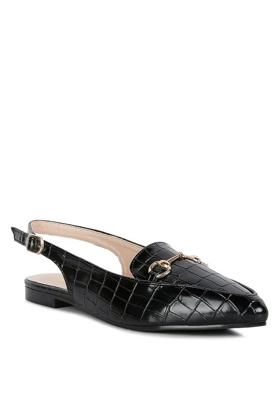 Temptation Croc Slingback Flat Sandals