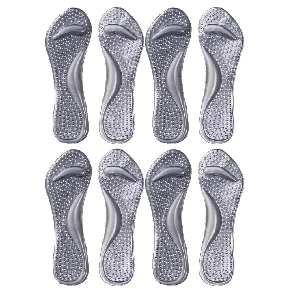 US 2-4 Pairs Massaging Silicon Gel Insoles Relief Pain High Arch Support Insole