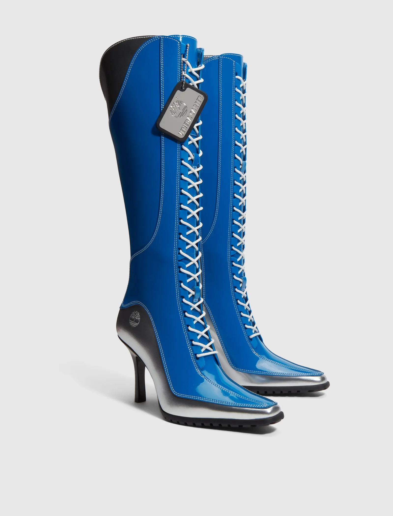 VENEDA CARTER 14-INCH LACE WITH ZIP BOOT "SILVER/BLUE"