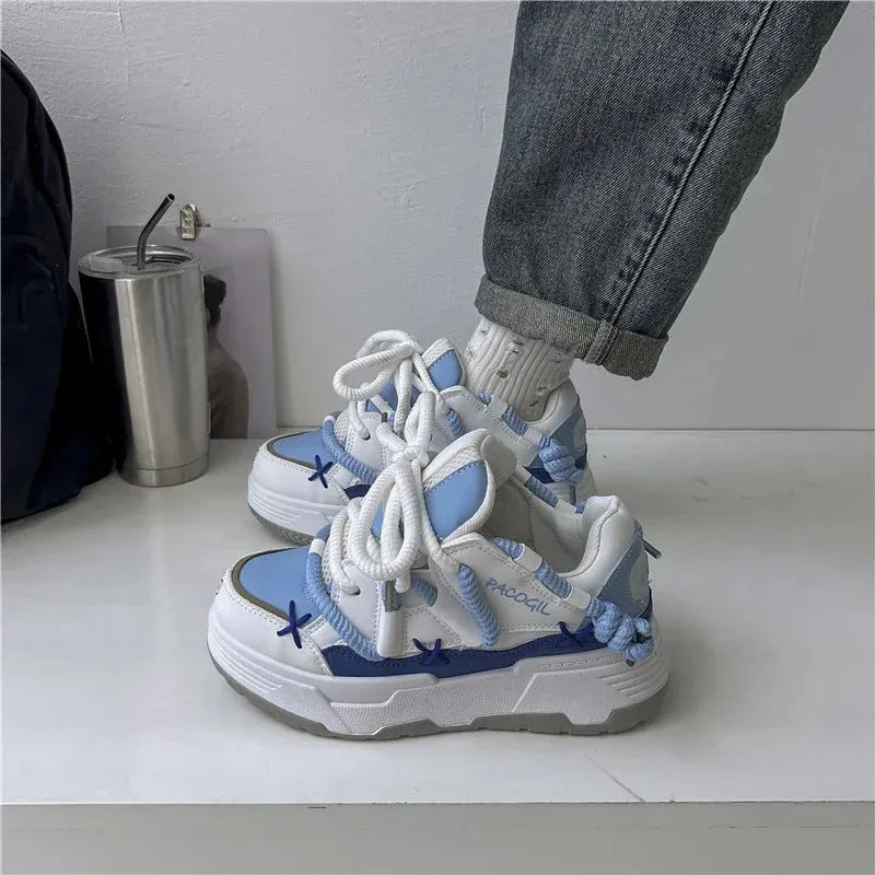Wjczt Girls Casual Shoes Youth Running Sneakers Leather Orthopedic Flat Foot Embroidered Color Block Sneakers Large Size Children