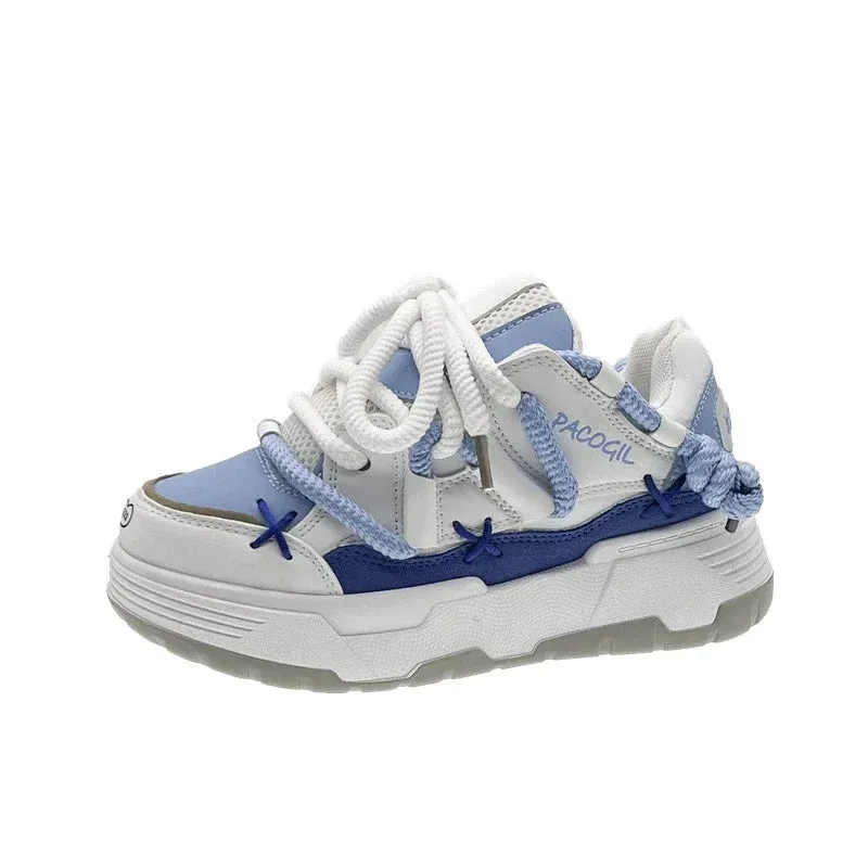 Wjczt Girls Casual Shoes Youth Running Sneakers Leather Orthopedic Flat Foot Embroidered Color Block Sneakers Large Size Children