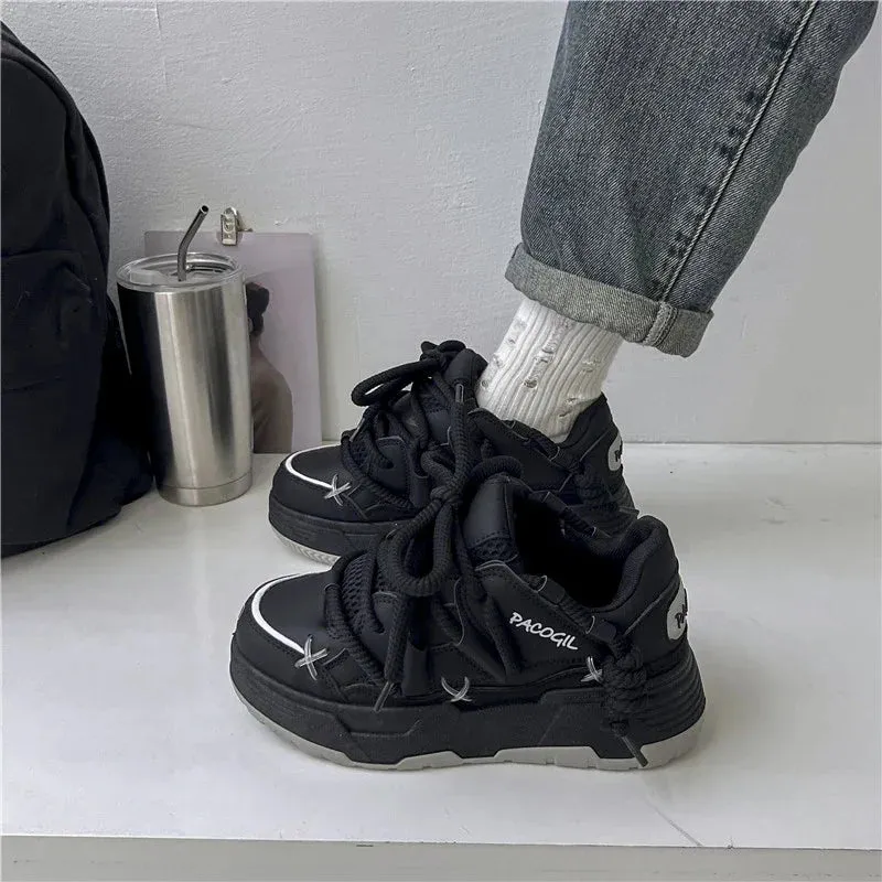 Wjczt Girls Casual Shoes Youth Running Sneakers Leather Orthopedic Flat Foot Embroidered Color Block Sneakers Large Size Children