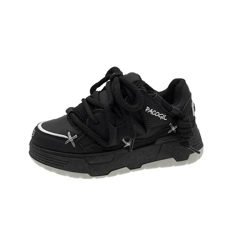 Wjczt Girls Casual Shoes Youth Running Sneakers Leather Orthopedic Flat Foot Embroidered Color Block Sneakers Large Size Children