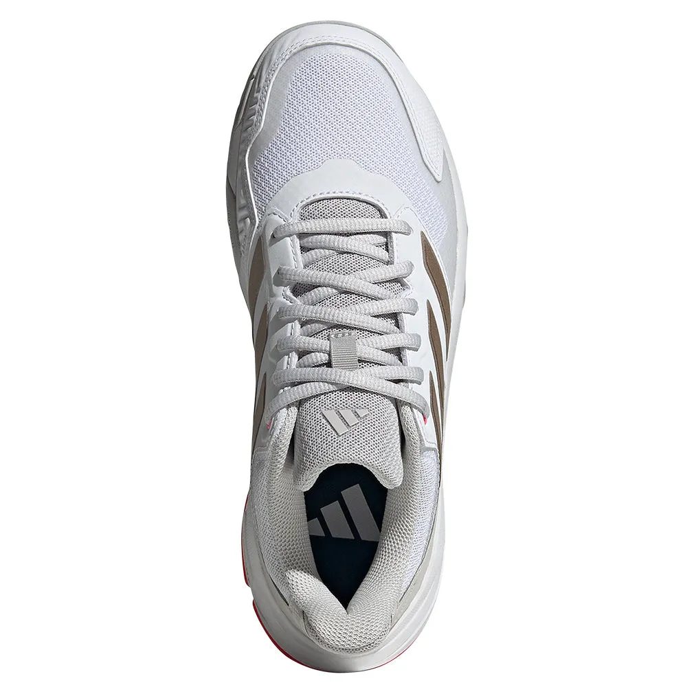 Women`s CourtJam Control 3 Tennis Shoes White and Lucid Red