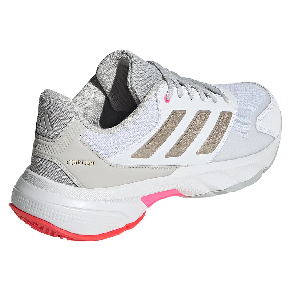 Women`s CourtJam Control 3 Tennis Shoes White and Lucid Red