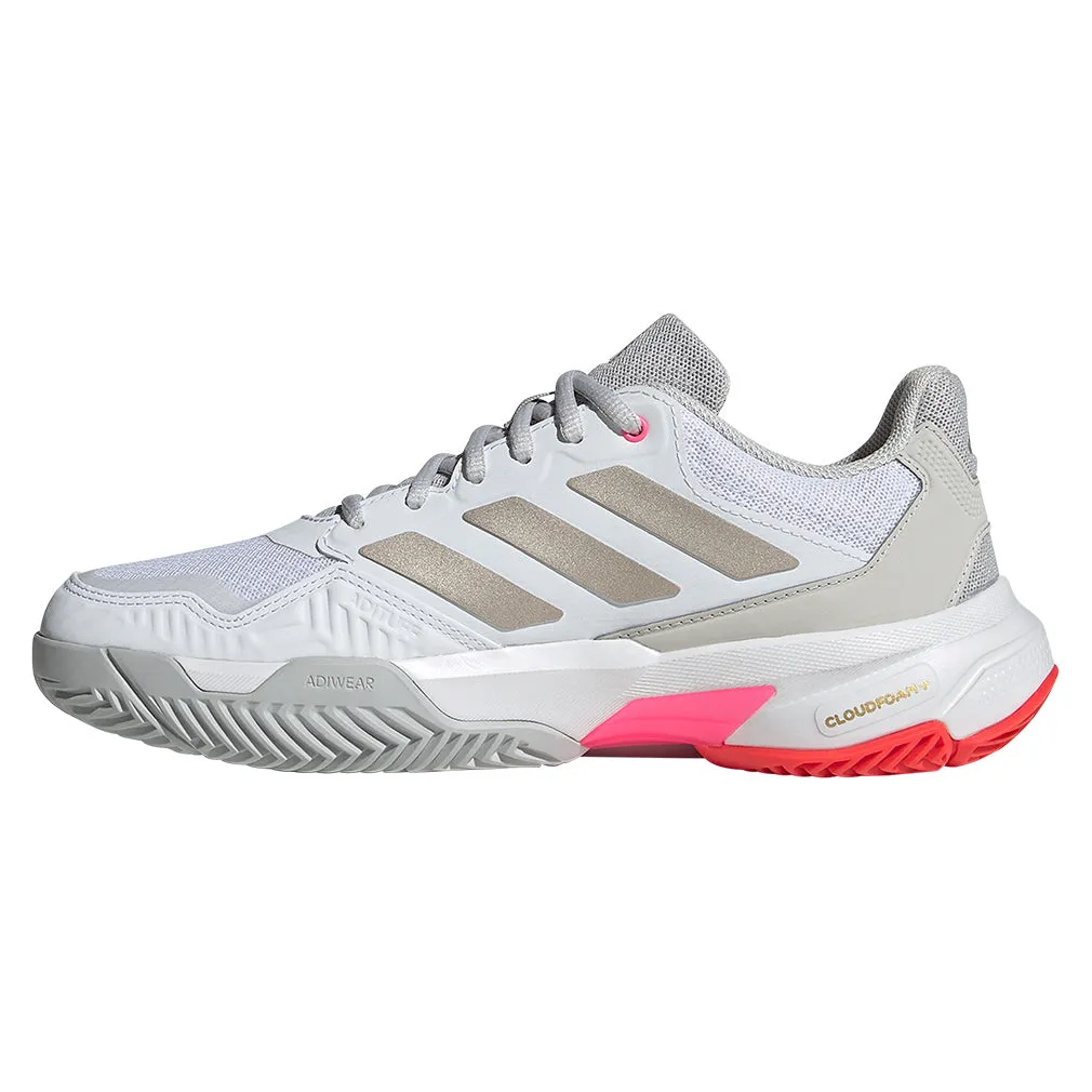 Women`s CourtJam Control 3 Tennis Shoes White and Lucid Red